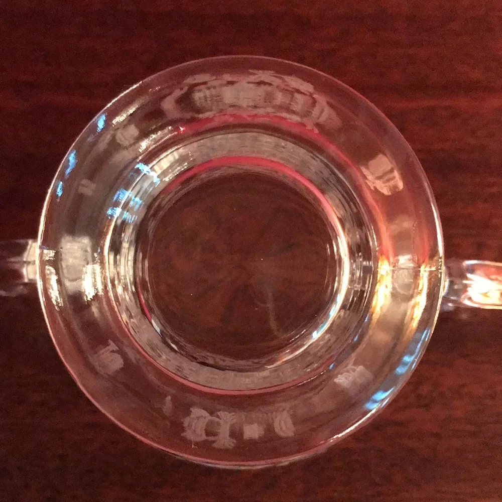 Antique Vintage Etched Roses & Ribbons Bows Sugar Bowl & Creamer Glass Set